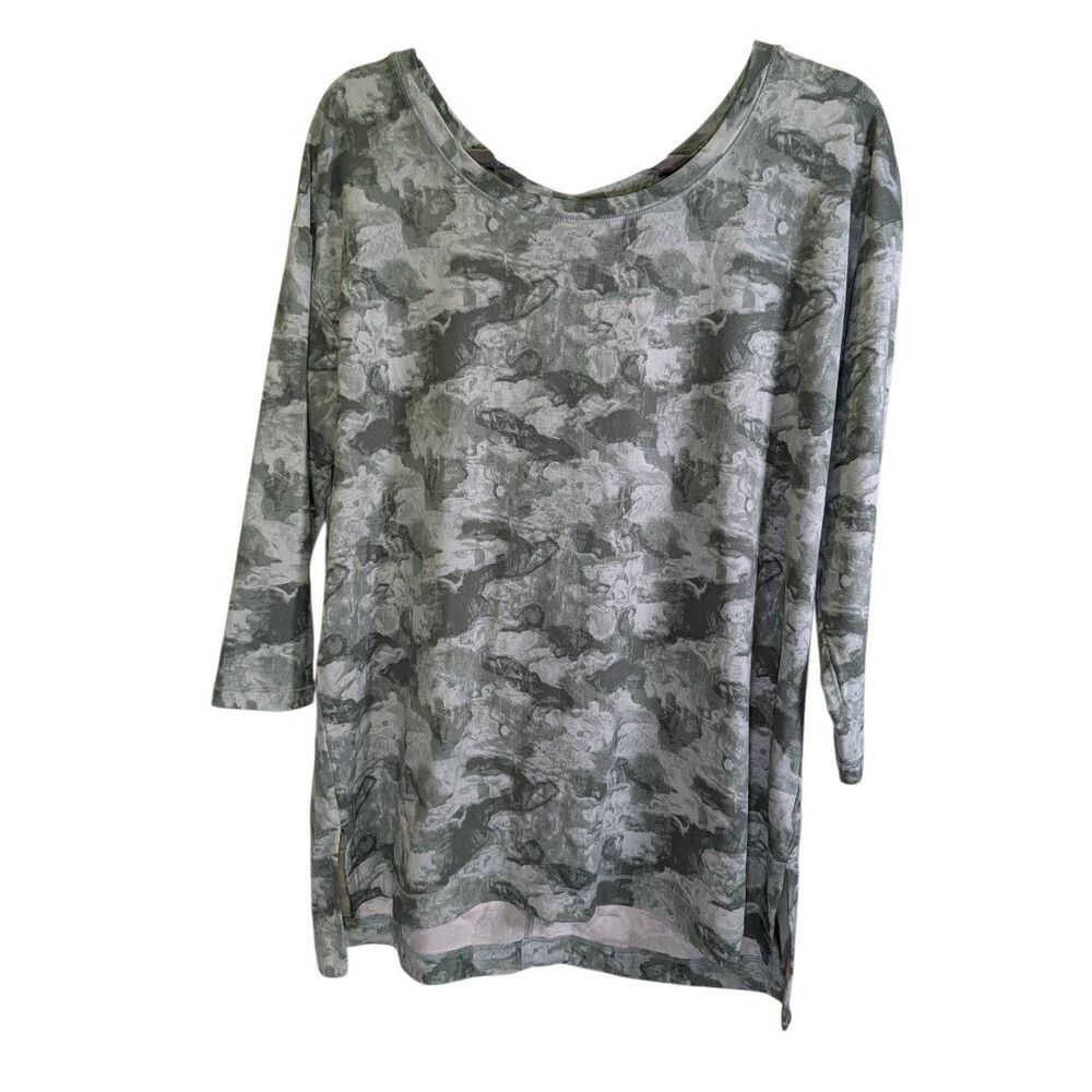 Wonderly Studio Tunic Green Tie-dye Top 3/4 Sleeves Women L